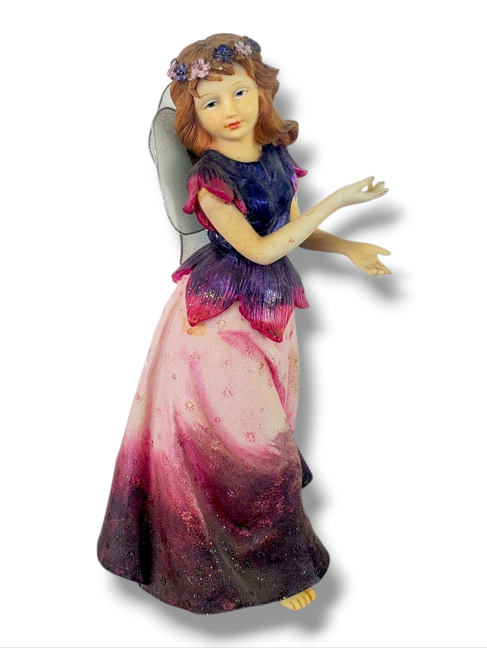 Vintage Girl Fairy Figurine Pink Purple